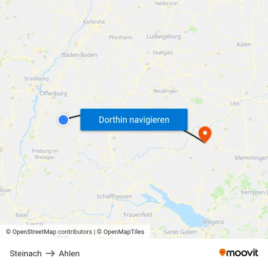 Steinach to Ahlen map