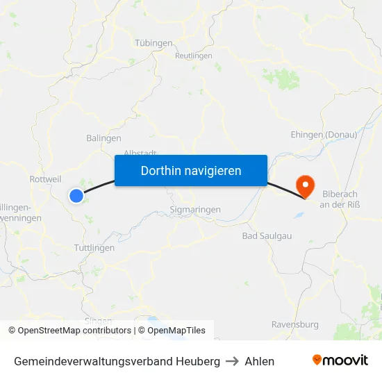 Gemeindeverwaltungsverband Heuberg to Ahlen map