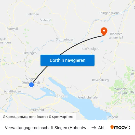 Verwaltungsgemeinschaft Singen (Hohentwiel) to Ahlen map