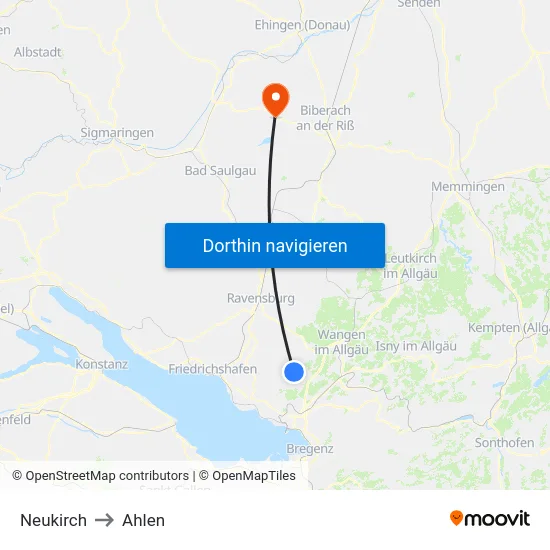 Neukirch to Ahlen map