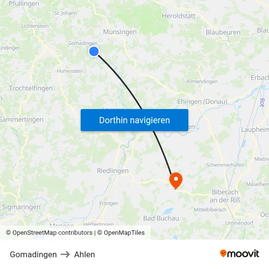 Gomadingen to Ahlen map