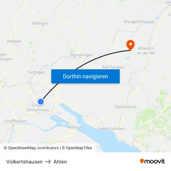 Volkertshausen to Ahlen map