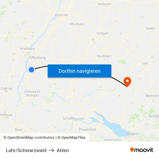 Lahr/Schwarzwald to Ahlen map