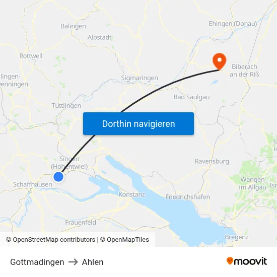 Gottmadingen to Ahlen map