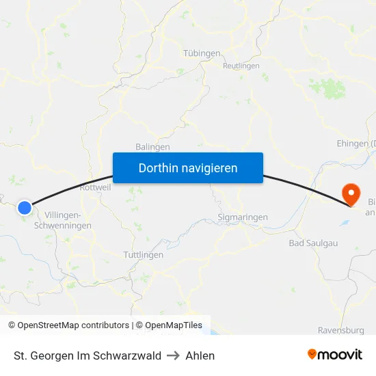 St. Georgen Im Schwarzwald to Ahlen map
