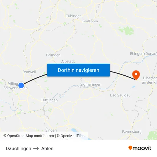 Dauchingen to Ahlen map