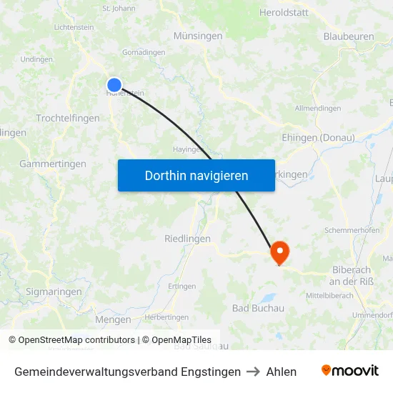 Gemeindeverwaltungsverband Engstingen to Ahlen map