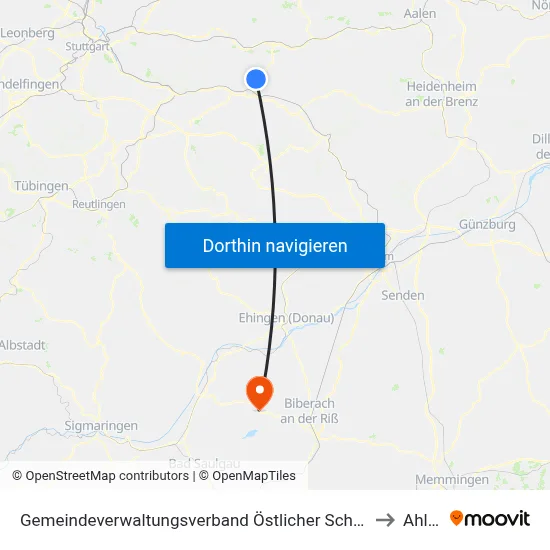 Gemeindeverwaltungsverband Östlicher Schurwald to Ahlen map