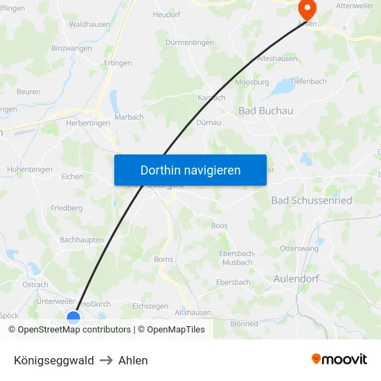 Königseggwald to Ahlen map