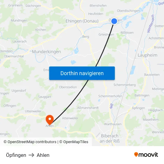 Öpfingen to Ahlen map