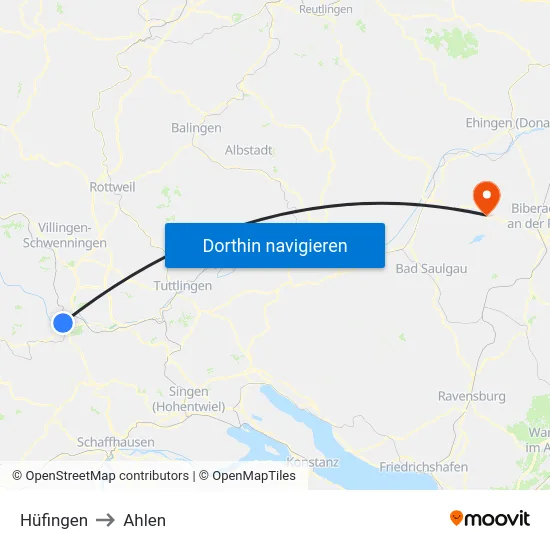 Hüfingen to Ahlen map