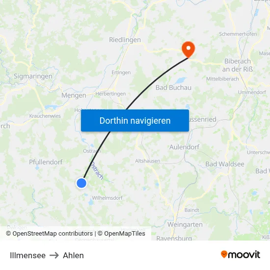 Illmensee to Ahlen map