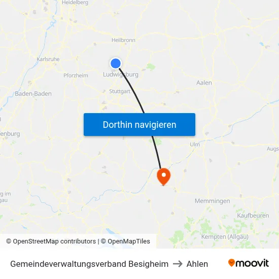 Gemeindeverwaltungsverband Besigheim to Ahlen map