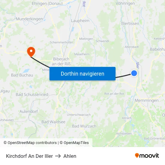 Kirchdorf An Der Iller to Ahlen map