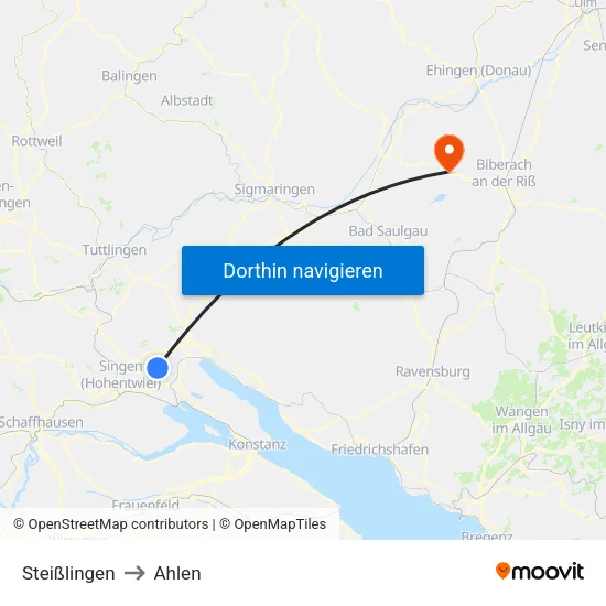 Steißlingen to Ahlen map