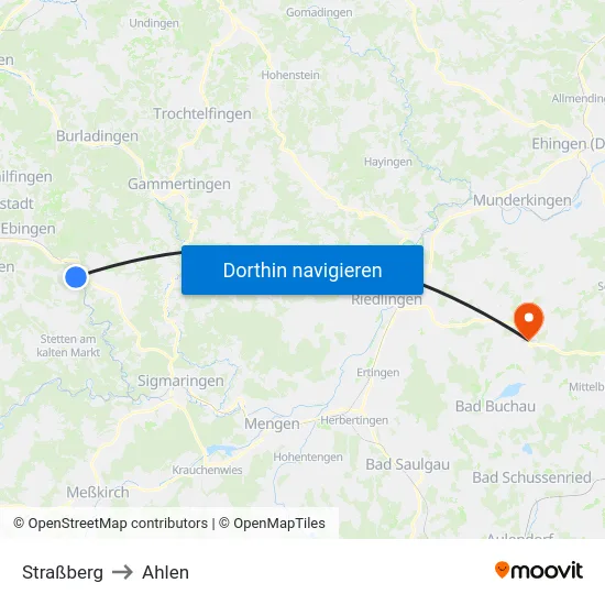 Straßberg to Ahlen map