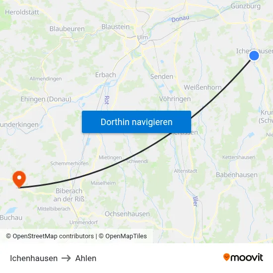 Ichenhausen to Ahlen map
