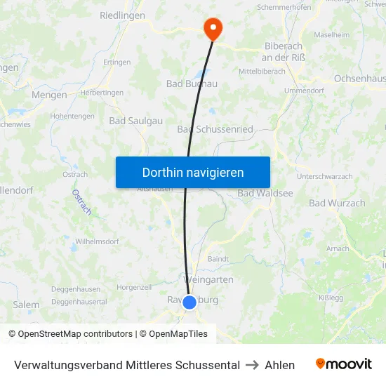 Verwaltungsverband Mittleres Schussental to Ahlen map