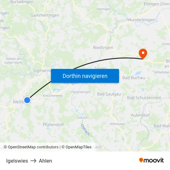 Igelswies to Ahlen map