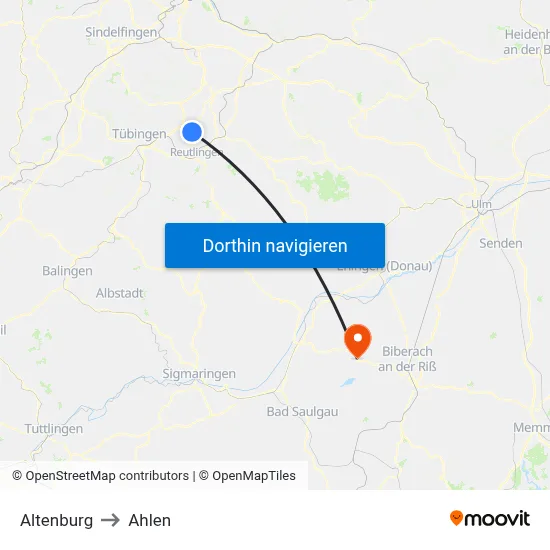 Altenburg to Ahlen map