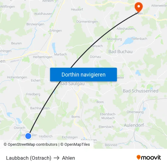 Laubbach (Ostrach) to Ahlen map