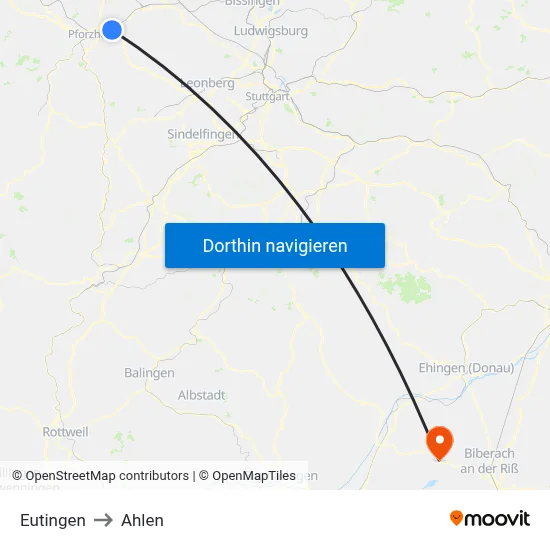 Eutingen to Ahlen map