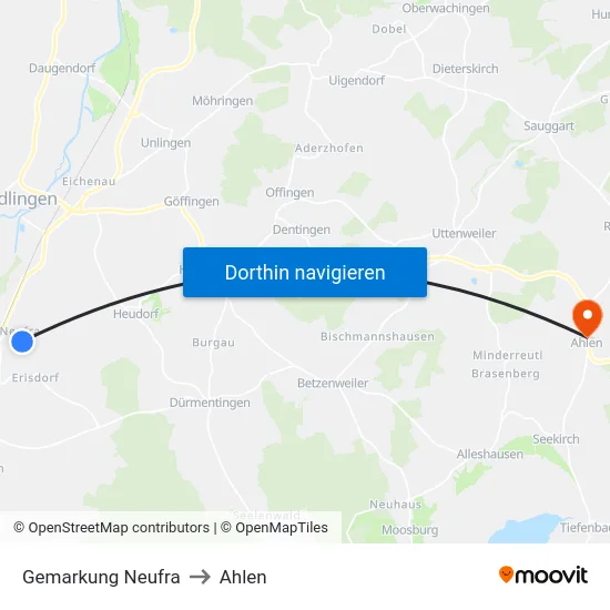 Gemarkung Neufra to Ahlen map