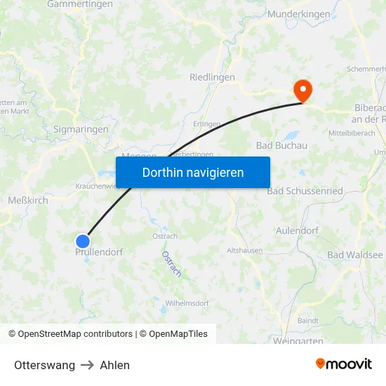 Otterswang to Ahlen map