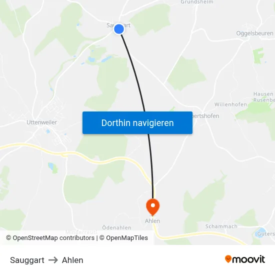 Sauggart to Ahlen map