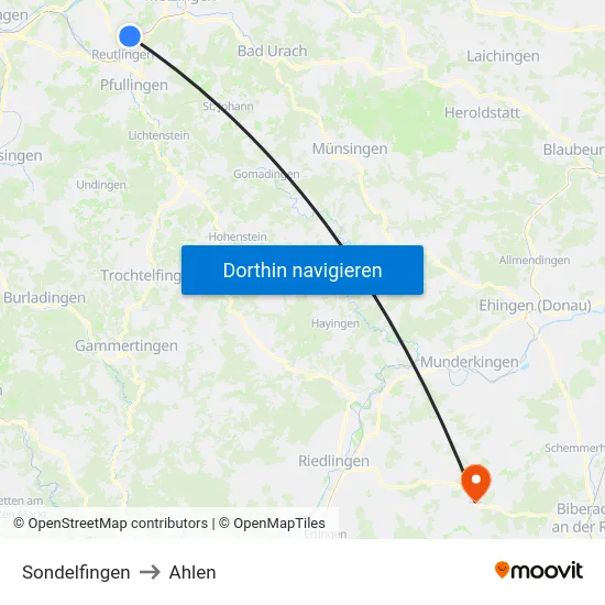 Sondelfingen to Ahlen map