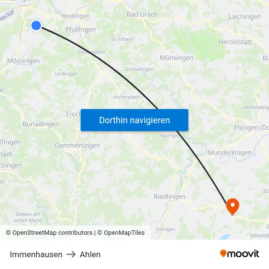Immenhausen to Ahlen map