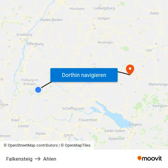 Falkensteig to Ahlen map