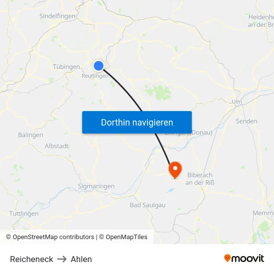 Reicheneck to Ahlen map