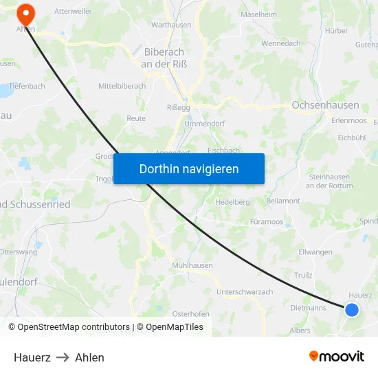 Hauerz to Ahlen map