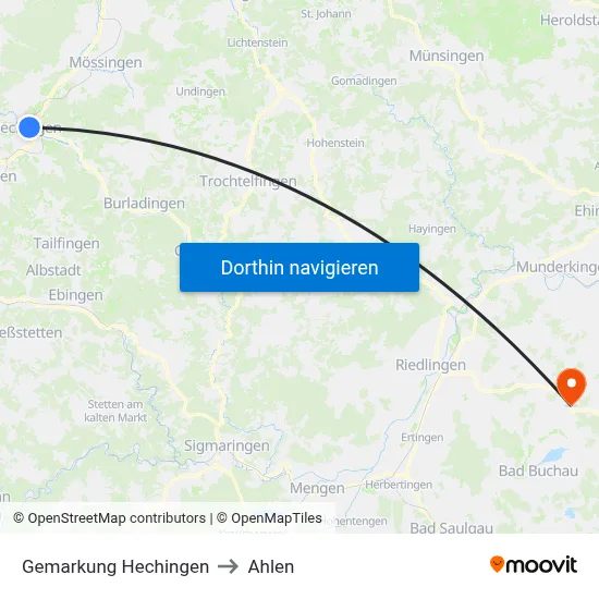 Gemarkung Hechingen to Ahlen map