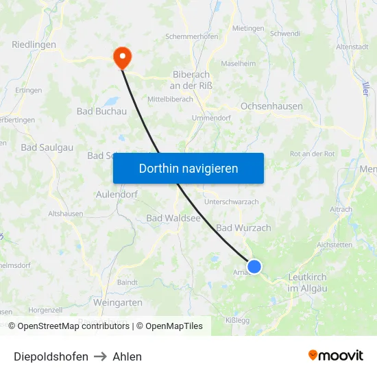 Diepoldshofen to Ahlen map