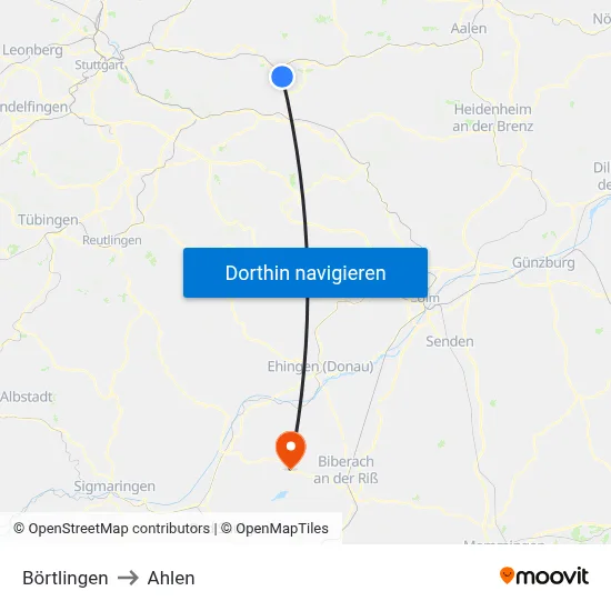 Börtlingen to Ahlen map