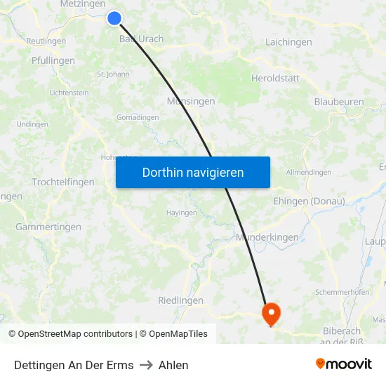 Dettingen An Der Erms to Ahlen map