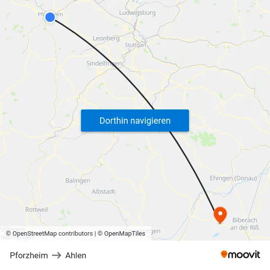 Pforzheim to Ahlen map