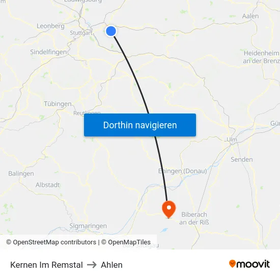 Kernen Im Remstal to Ahlen map