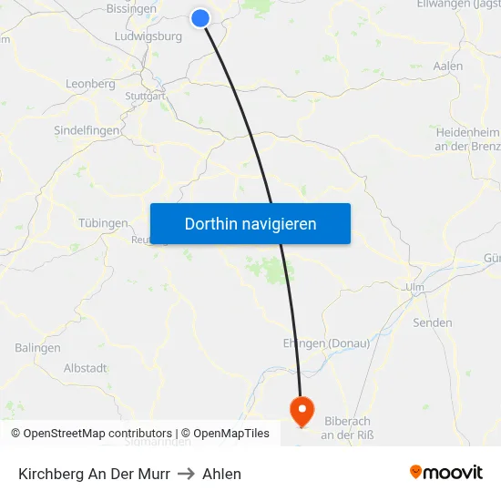 Kirchberg An Der Murr to Ahlen map