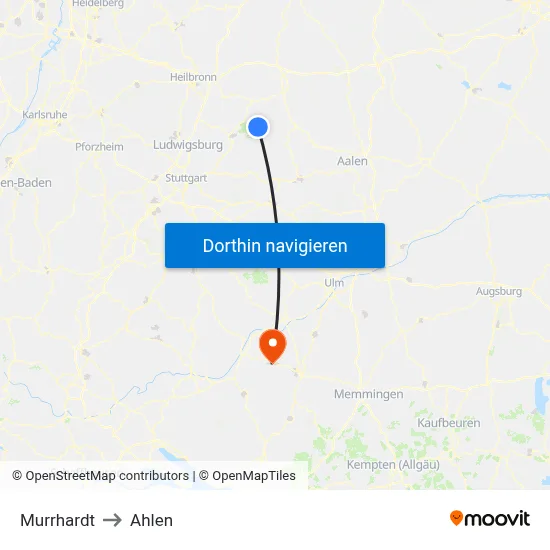 Murrhardt to Ahlen map