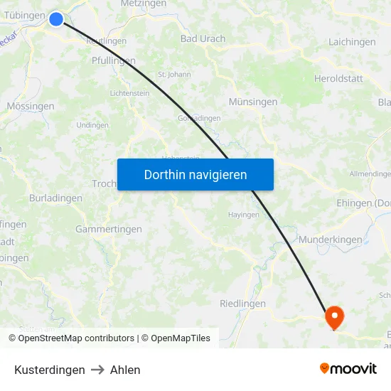 Kusterdingen to Ahlen map