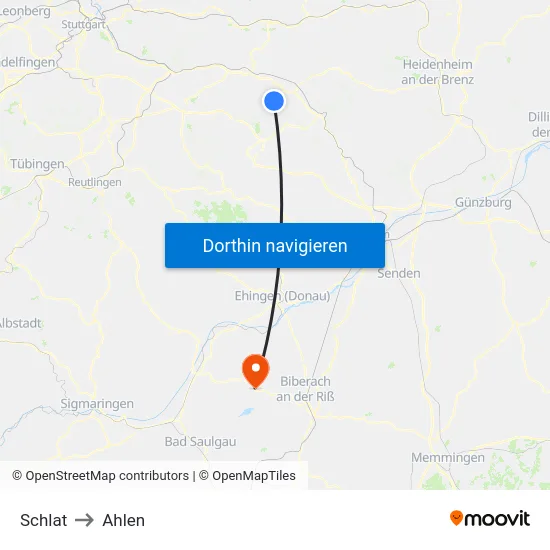 Schlat to Ahlen map