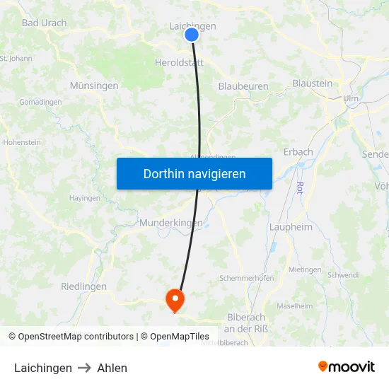 Laichingen to Ahlen map