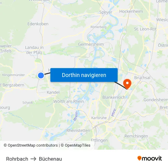 Rohrbach to Büchenau map