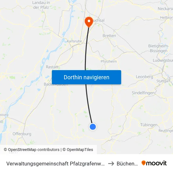 Verwaltungsgemeinschaft Pfalzgrafenweiler to Büchenau map