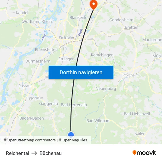 Reichental to Büchenau map
