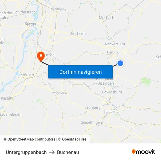 Untergruppenbach to Büchenau map