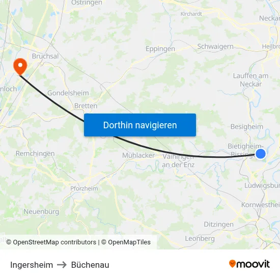 Ingersheim to Büchenau map
